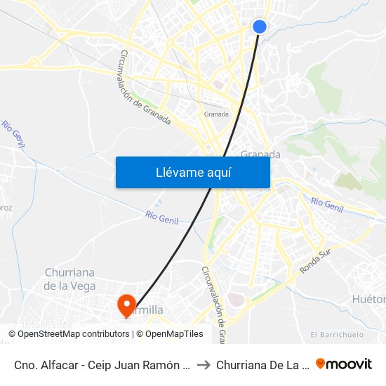 Cno. Alfacar - Ceip Juan Ramón Jiménez to Churriana De La Vega map