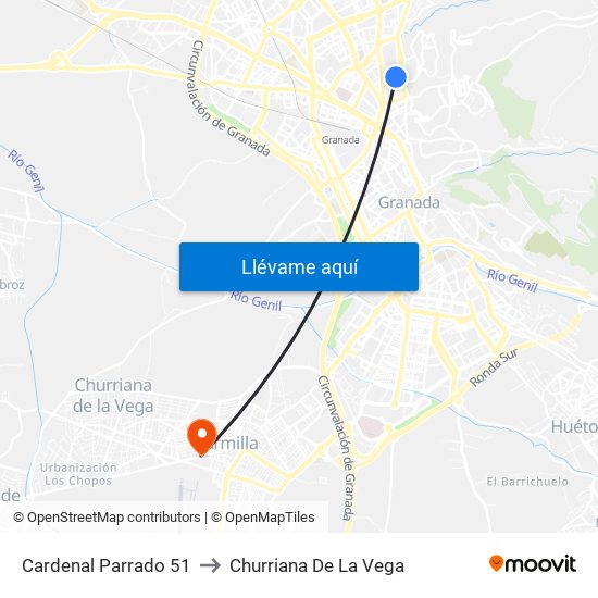 Cardenal Parrado 51 to Churriana De La Vega map