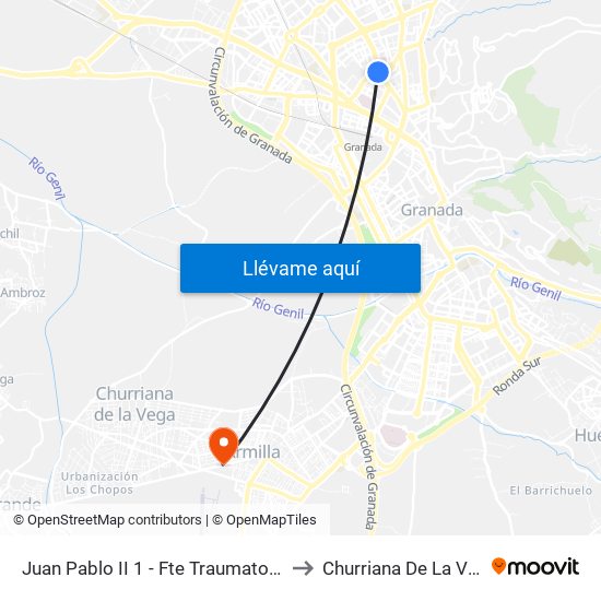 Juan Pablo II 1 - Fte Traumatología to Churriana De La Vega map