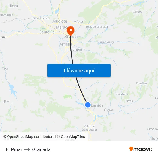 El Pinar to Granada map