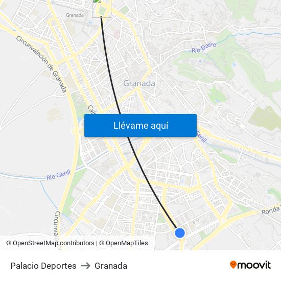 Palacio Deportes to Granada map