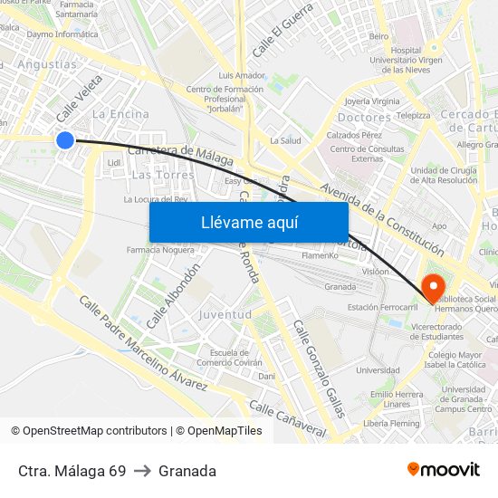 Ctra. Málaga 69 to Granada map