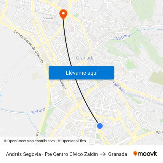 Andrés Segovia - Fte Centro Cívico Zaidín to Granada map