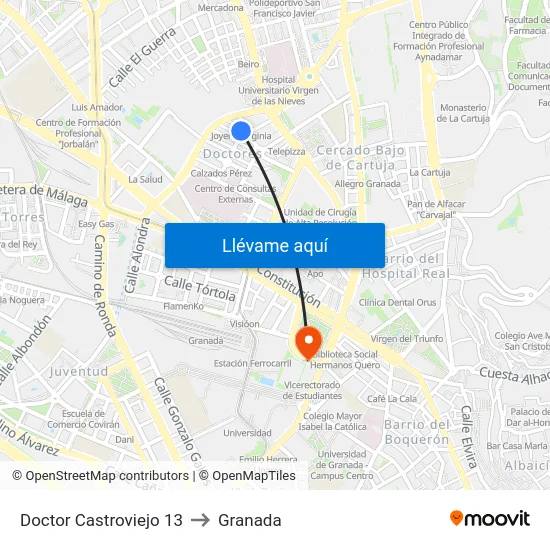 Doctor Castroviejo 13 to Granada map