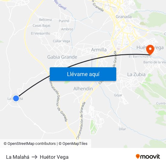 La Malahá to Huétor Vega map