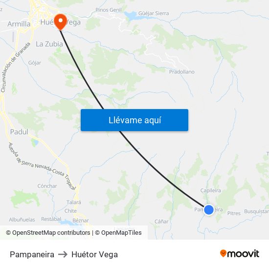 Pampaneira to Huétor Vega map