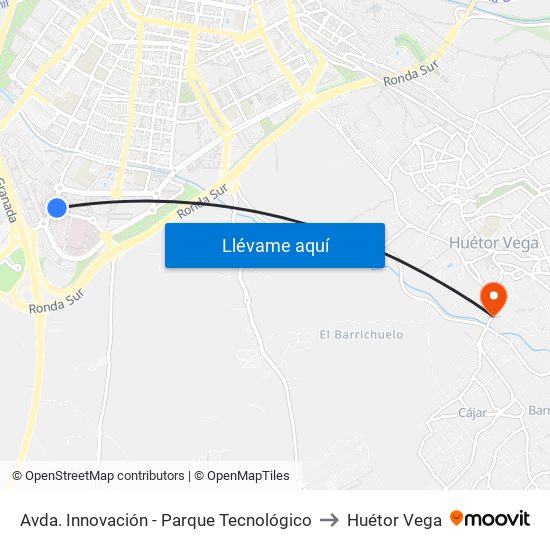 Avda. Innovación - Parque Tecnológico to Huétor Vega map