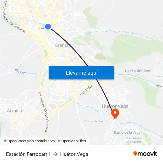 Estación Ferrocarril to Huétor Vega map