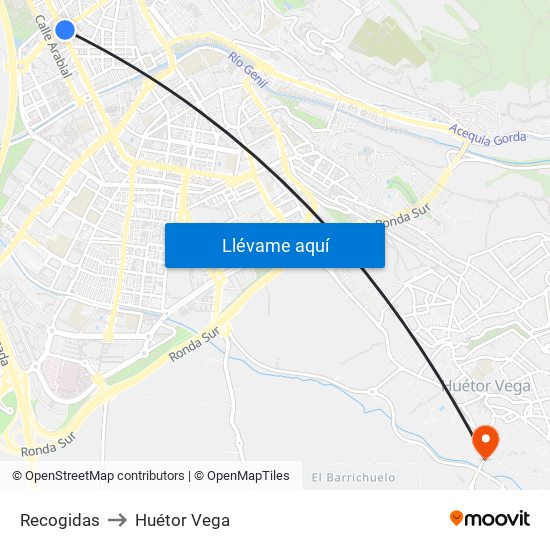Recogidas to Huétor Vega map