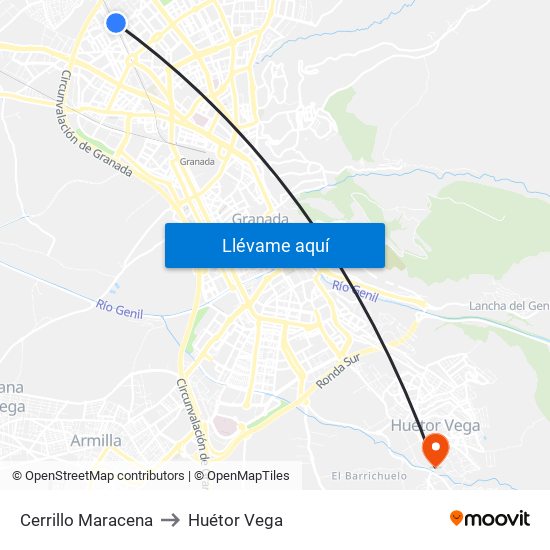 Cerrillo Maracena to Huétor Vega map