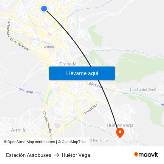 Estación Autobuses to Huétor Vega map