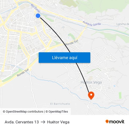 Avda. Cervantes 13 to Huétor Vega map