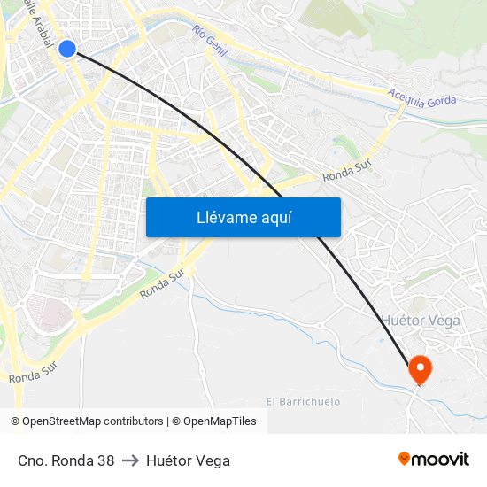 Cno. Ronda 38 to Huétor Vega map