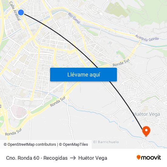 Cno. Ronda 60 - Recogidas to Huétor Vega map