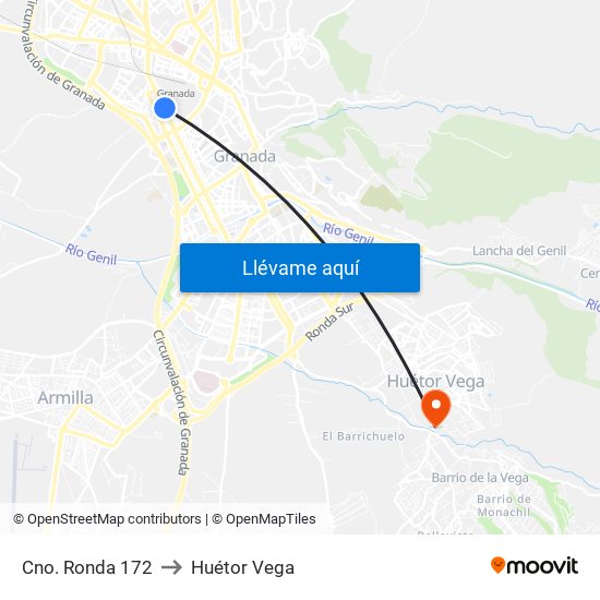 Cno. Ronda 172 to Huétor Vega map