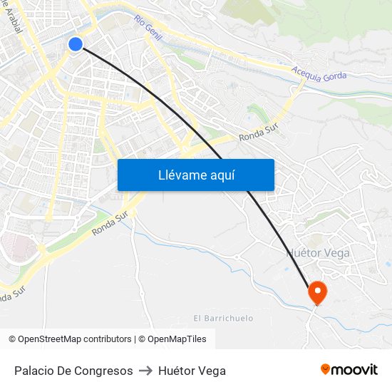 Palacio De Congresos to Huétor Vega map