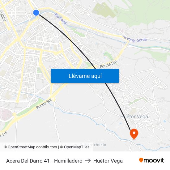Acera Del Darro 41 - Humilladero to Huétor Vega map