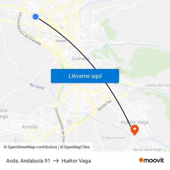 Avda. Andalucía 91 to Huétor Vega map