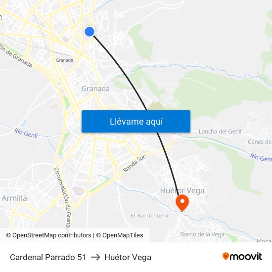 Cardenal Parrado 51 to Huétor Vega map