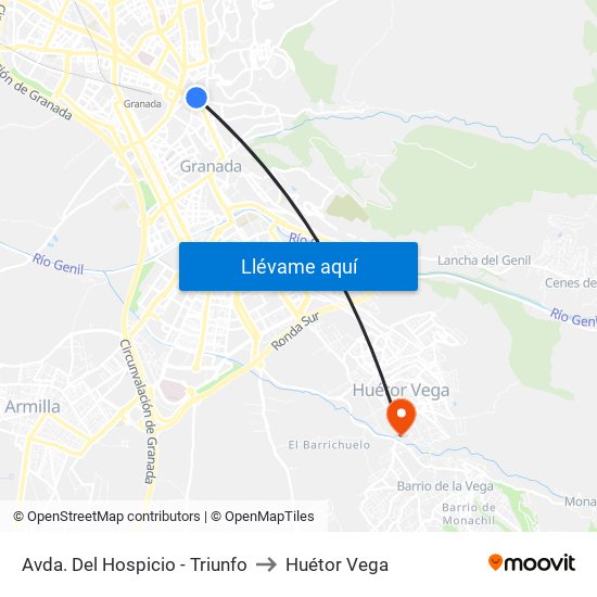 Avda. Del Hospicio - Triunfo to Huétor Vega map