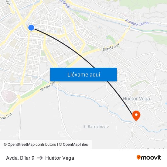 Avda. Dílar 9 to Huétor Vega map