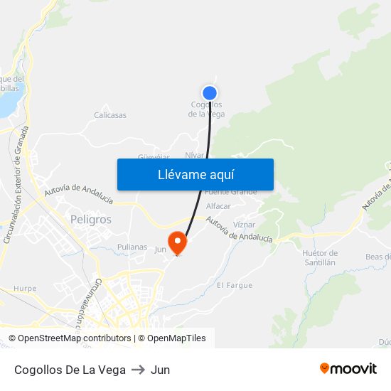 Cogollos De La Vega to Jun map