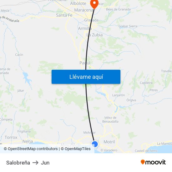 Salobreña to Jun map
