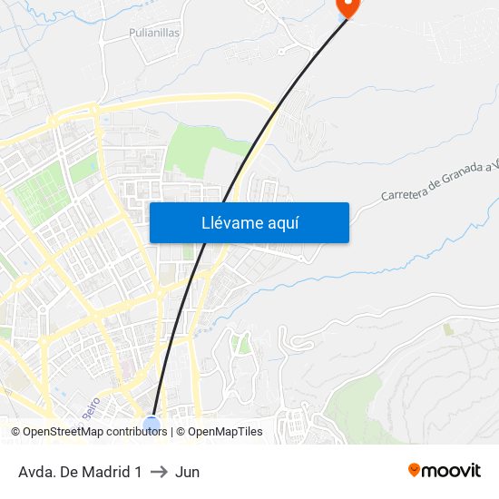 Avda. De Madrid 1 to Jun map