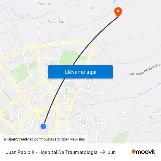 Juan Pablo II - Hospital De Traumatología to Jun map