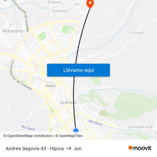 Andrés Segovia 43 - Hípica to Jun map