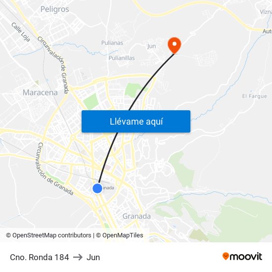 Cno. Ronda 184 to Jun map