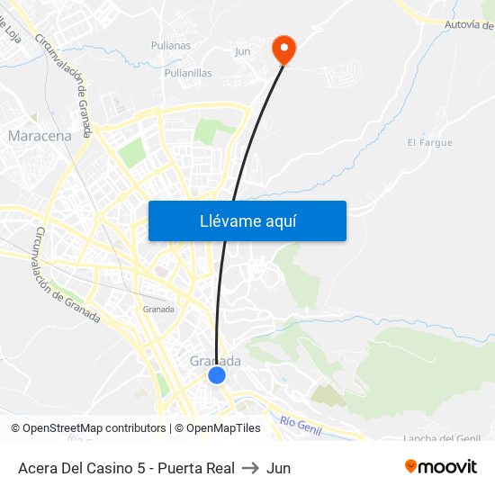 Acera Del Casino 5 - Puerta Real to Jun map