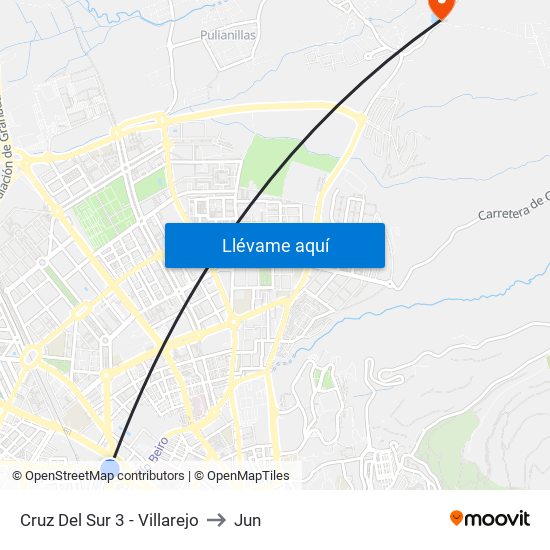 Cruz Del Sur 3 - Villarejo to Jun map