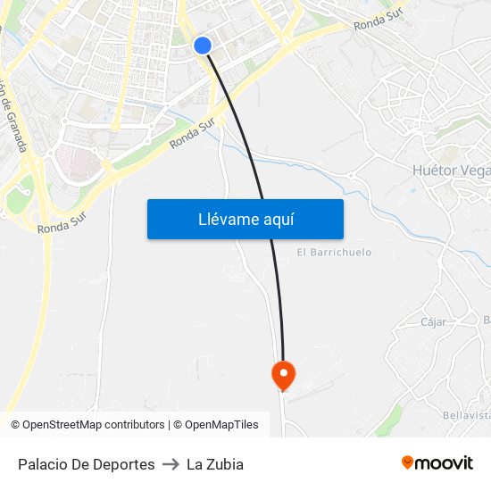 Palacio De Deportes to La Zubia map