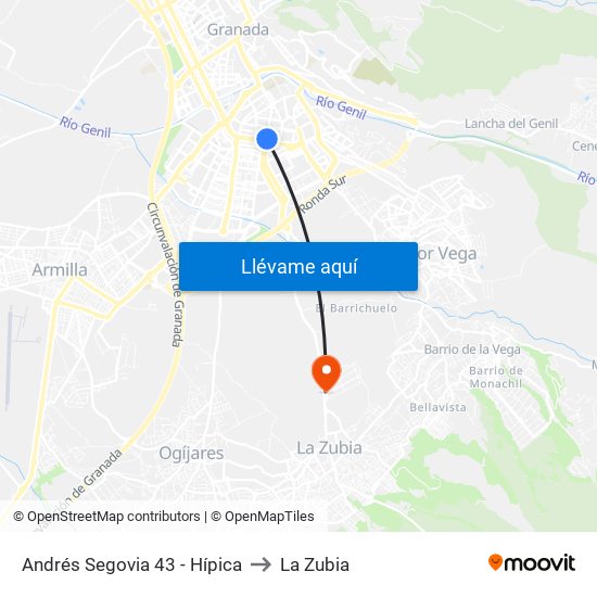 Andrés Segovia 43 - Hípica to La Zubia map