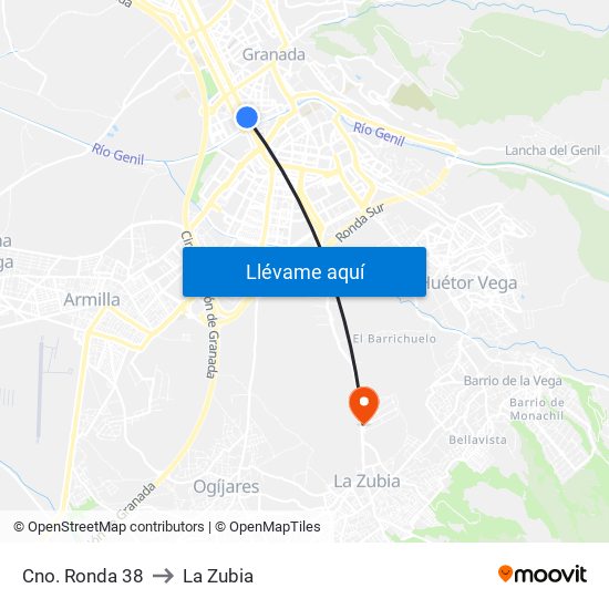 Cno. Ronda 38 to La Zubia map