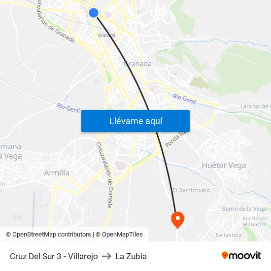 Cruz Del Sur 3 - Villarejo to La Zubia map