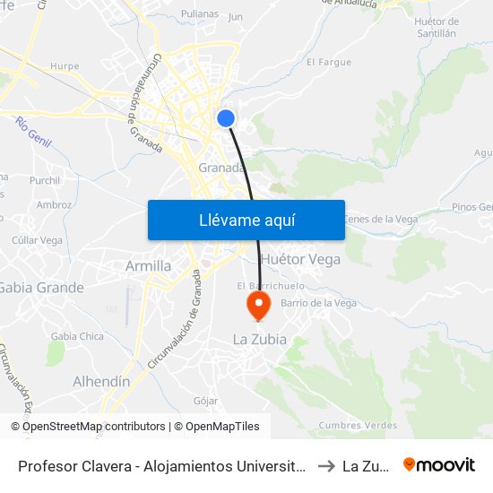 Profesor Clavera - Alojamientos Universitarios to La Zubia map