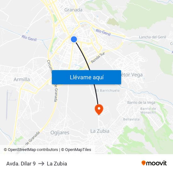 Avda. Dílar 9 to La Zubia map