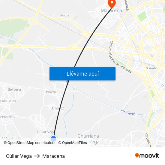 Cúllar Vega to Maracena map