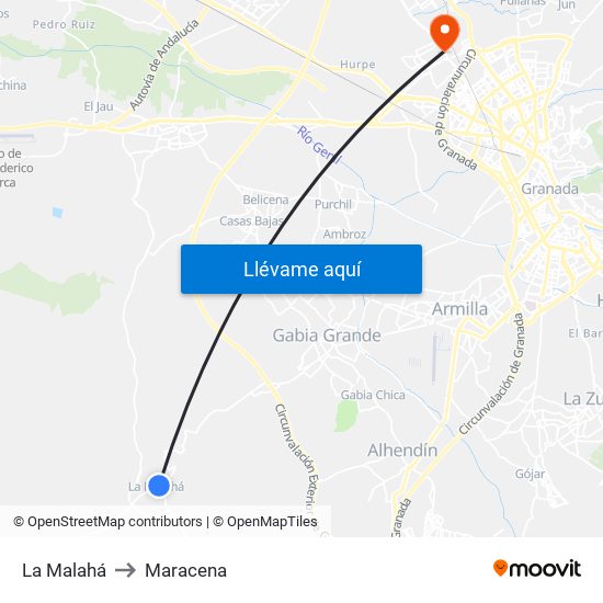 La Malahá to Maracena map