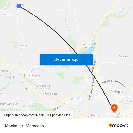 Moclín to Maracena map