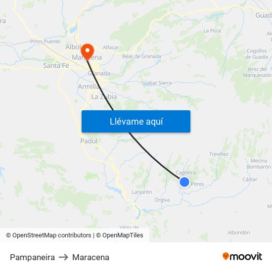 Pampaneira to Maracena map