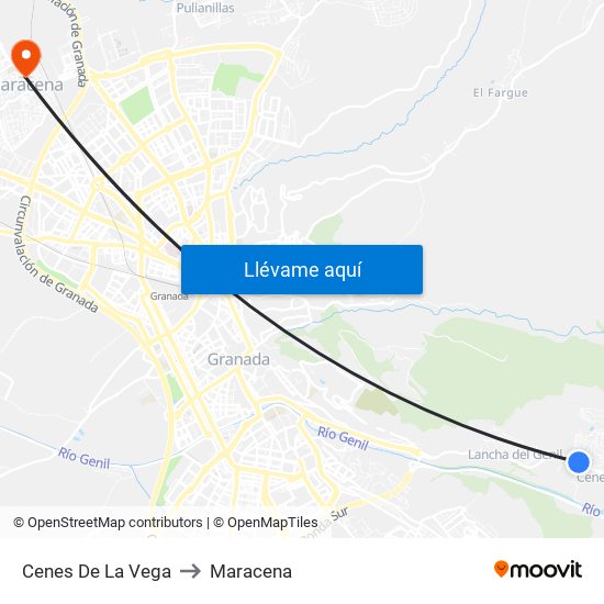 Cenes De La Vega to Maracena map