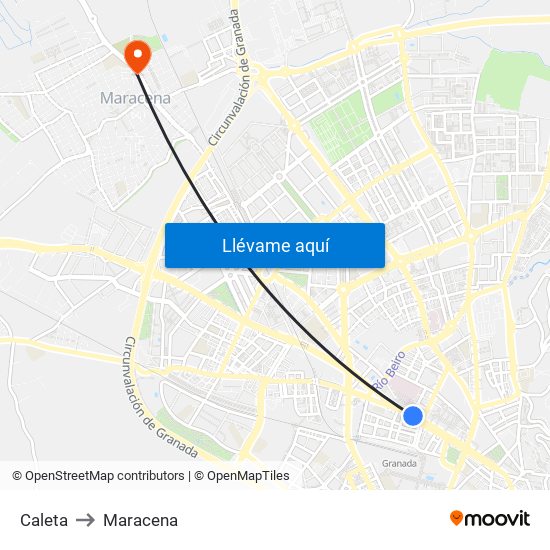Caleta to Maracena map
