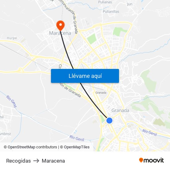 Recogidas to Maracena map