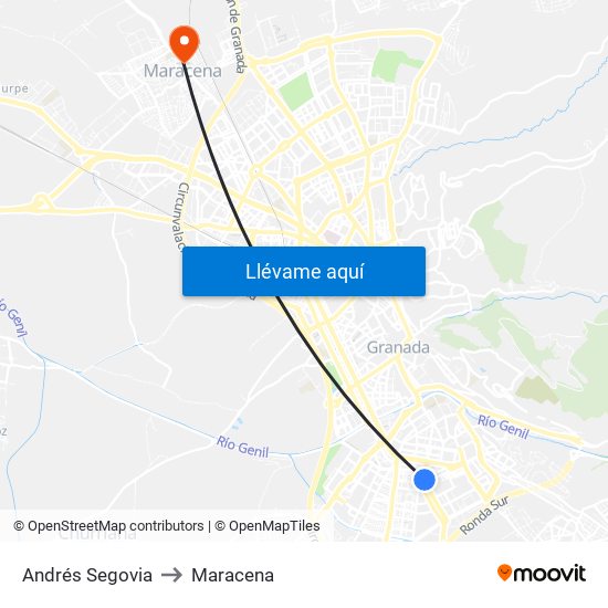 Andrés Segovia to Maracena map