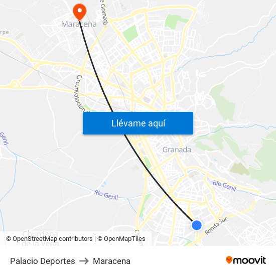 Palacio Deportes to Maracena map