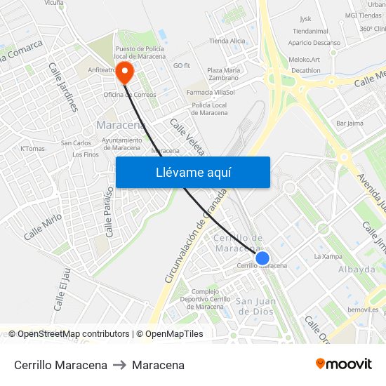 Cerrillo Maracena to Maracena map