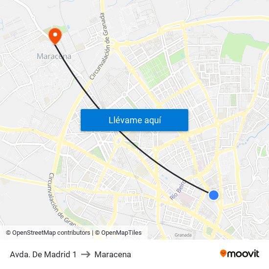 Avda. De Madrid 1 to Maracena map